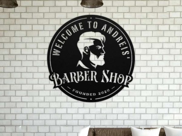 Personalized Barber Shop Sign Barber Shop Decor Hair Stylist Established Sign Barber Gifts