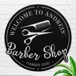 Personalized Barber Shop Sign Hair Salon Established Sign Hair Stylist Sign Beauty Salon Sign Room Decor 1