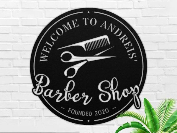 Personalized Barber Shop Sign Hair Salon Established Sign Hair Stylist Sign Beauty Salon Sign Room Decor