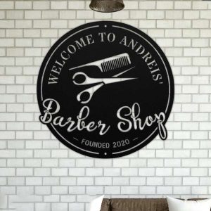 Personalized Barber Shop Sign Hair Salon Established Sign Hair Stylist Sign Beauty Salon Sign Room Decor 2