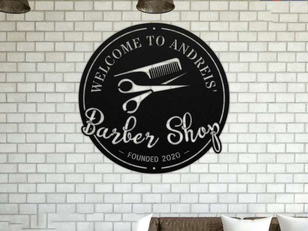 Personalized Barber Shop Sign Hair Salon Established Sign Hair Stylist Sign Beauty Salon Sign Room Decor