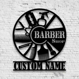 Personalized Barber Shop Sign Hair Salon Sign Hair Stylist Name Sign Home Decor Barber Gifts