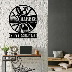 Personalized Barber Shop Sign Hair Salon Sign Hair Stylist Name Sign Home Decor Barber Gifts 3