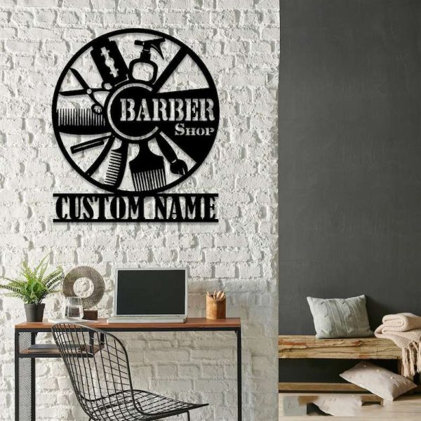 Personalized Barber Shop Sign Hair Salon Sign Hair Stylist Name Sign Home Decor Barber Gifts