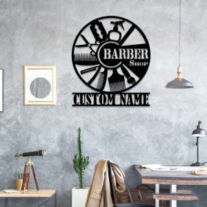 Personalized Barber Shop Sign Hair Salon Sign Hair Stylist Name Sign Home Decor Barber Gifts 4