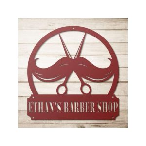 Personalized Barber Shop Sign Hair Stylist Name Sign Barber Gifts Hair Salon Decor 1