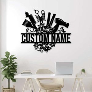 Personalized Barber Shop Sign Hair Stylist Name Sign Hairdresser Sign Room Decor 2