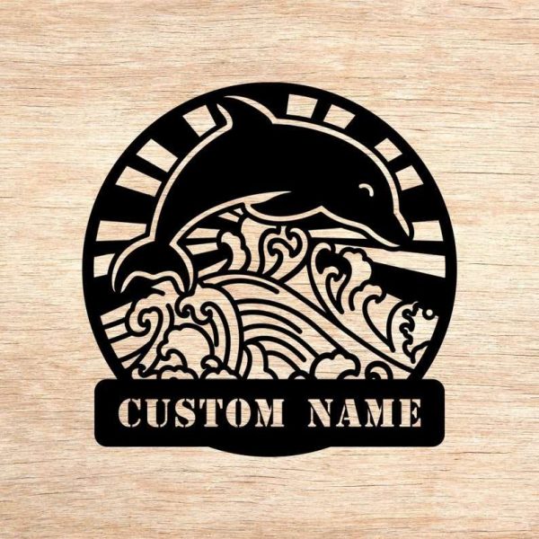 Personalized Beach House Sign Custom Dolphin Sign Ocean Home Beach Decor Housewarming Gifts