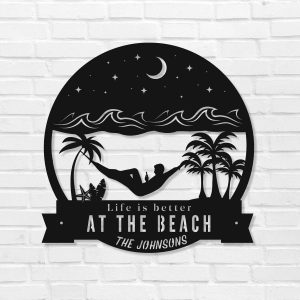 Personalized Beach House Sign Life Is Better At The Beach Poolside Sign Home Outdoor Beach Decor 4