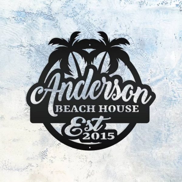 Personalized Beach House Sign Palm Trees Sign Poolside Paradise Sign Pool Oasis Sign Pool House Decor Pool Gift