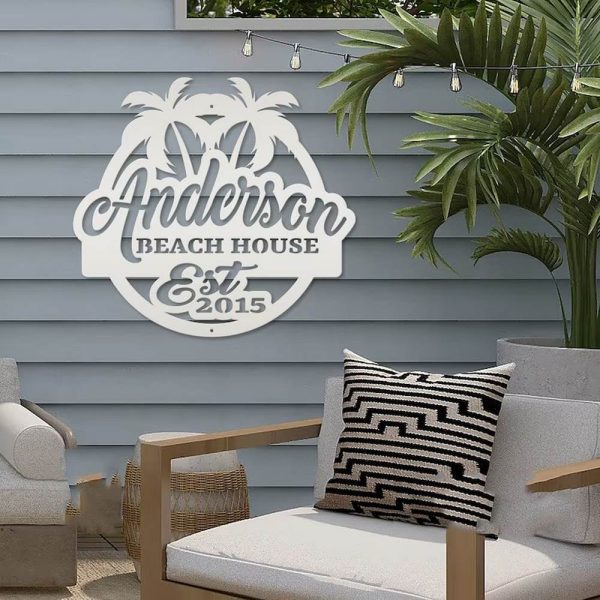 Personalized Beach House Sign Palm Trees Sign Poolside Paradise Sign Pool Oasis Sign Pool House Decor Pool Gift