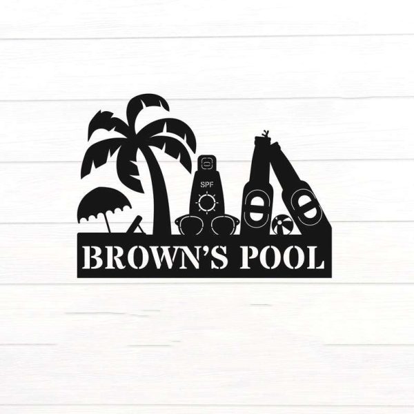 Personalized Beach Sign Pool Drink Sign Pool House Decor Sign For Tiki Bar, Beach, Swimming Pool, Home Outdoor