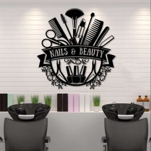 Personalized Beauty Hair and Nails Salon Wall Art Business Custom Metal Sign 1 1