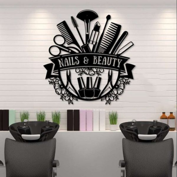 Personalized Beauty Hair and Nails Salon Wall Art Business Custom Metal Sign