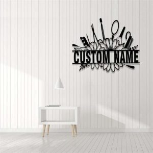 Personalized Beauty Salon Daisy Flower Custom Metal Sign Hair Salon Decor Idea 1