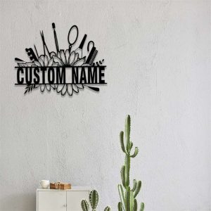 Personalized Beauty Salon Daisy Flower Custom Metal Sign Hair Salon Decor Idea 4