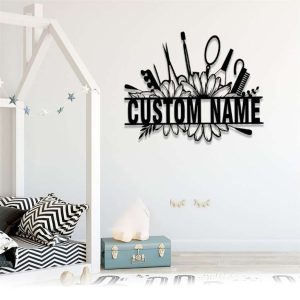 Personalized Beauty Salon Daisy Flower Custom Metal Sign Hair Salon Decor Idea 5