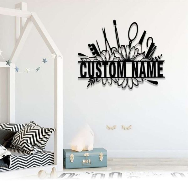 Personalized Beauty Salon Daisy Flower Custom Metal Sign Hair Salon Decor Idea