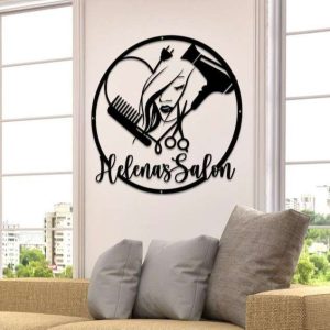 Personalized Beauty Salon Hair Stylist Business Sign with Woman Face Custom Metal Sign 3