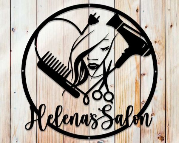 Personalized Beauty Salon Hair Stylist Business Sign with Woman Face Custom Metal Sign