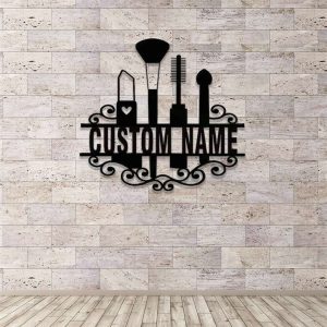 Personalized Beauty Salon Sign Makeup Tools Sign Makeup Artist Name Sign Makeup Salon Decor 2