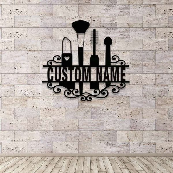 Personalized Beauty Salon Sign Makeup Tools Sign Makeup Artist Name Sign Makeup Salon Decor