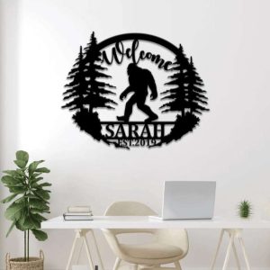 Personalized Bigfoot Mountain Sign Sasquatch Name Sign Bigfoot Custom Metal Sign Outdoor Home Decor