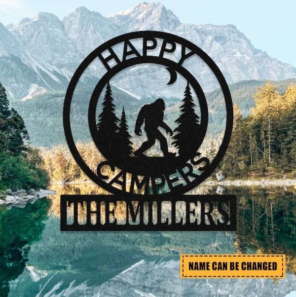 Personalized Bigfoot Sign Happy Campers Custom Metal Signs Bigfoot Camping Lover Gifts Outdoor Enthusiast Fathers Day Gifts