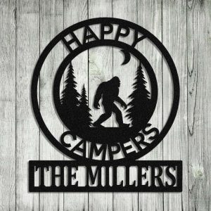 Personalized Bigfoot Sign Happy Campers Custom Metal Signs Bigfoot Camping Lover Gifts Outdoor Enthusiast Fathers Day Gifts 2