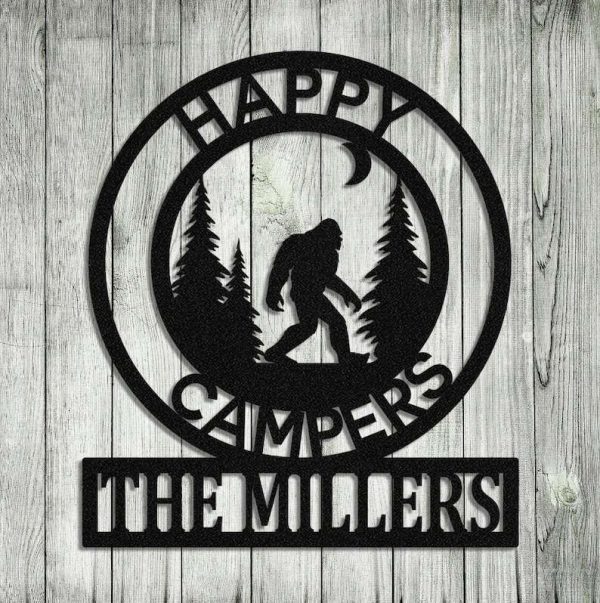 Personalized Bigfoot Sign Happy Campers Custom Metal Signs Bigfoot Camping Lover Gifts Outdoor Enthusiast Fathers Day Gifts