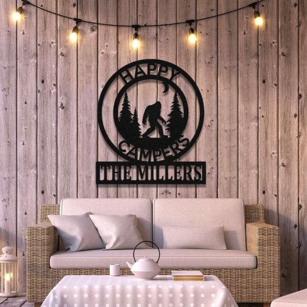 Personalized Bigfoot Sign Happy Campers Custom Metal Signs Bigfoot Camping Lover Gifts Outdoor Enthusiast Fathers Day Gifts