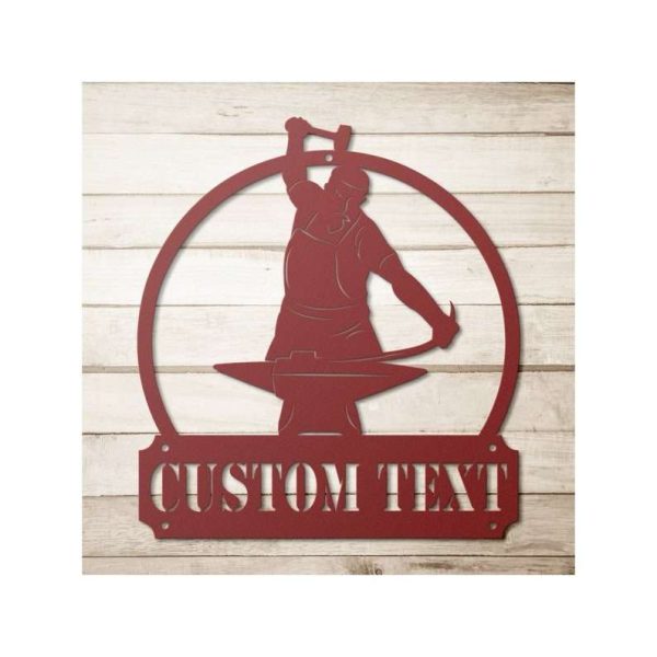 Personalized Blacksmith Wall Art Decor Home Forge Anvil & Hammer Custom Metal Sign