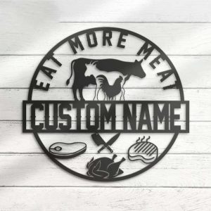 Personalized Butcher Shop Metal Wall Art Custom Cow, Goat, and Chicken Meat Sign Home Decor for Barbecue, BBQ Grill, and Kitchen Perfect for Christmas Gift