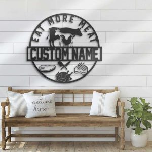 Personalized Butcher Shop Metal Wall Art Custom Cow Goat and Chicken Meat Sign Home Decor for Barbecue BBQ Grill and Kitchen Perfect for Christmas Gift 3