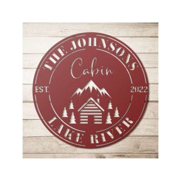 Personalized Cabin In The Mountain Lake River Camping Custom Metal Sign