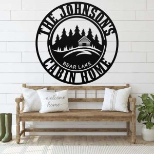 Personalized Cabin Lodge Lake House Cottage Welcome Sign Home Decor Camping Custom Metal Sign