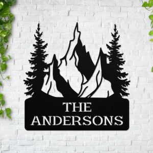 Personalized Cabin Metal Sign Address Plaque Lodge Cabin Decor Cottage Sign Outdoor Nature Lover Custom Metal Sign with Family Name
