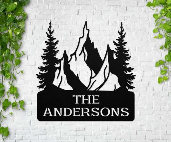 Personalized Cabin Metal Sign Address Plaque Lodge Cabin Decor Cottage Sign Outdoor Nature Lover Custom Metal Sign with Family Name 1
