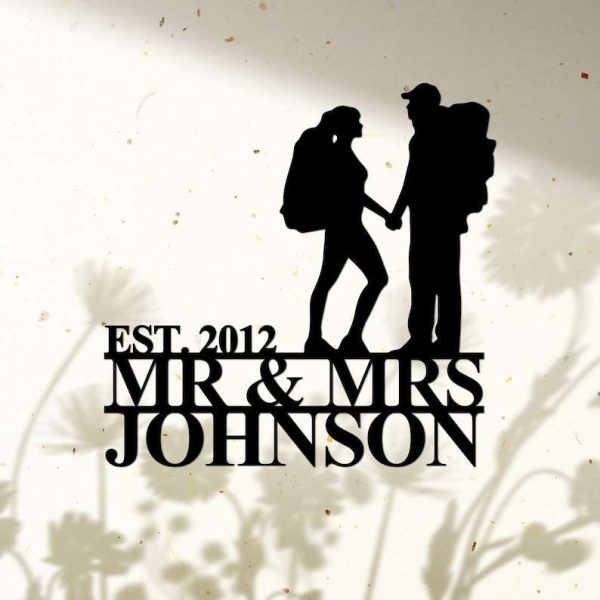 Personalized Camper Camping Couple Mr & Mrs Wall Art Anniversary Wedding Gift Custom Metal Sign