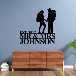 Personalized Camper Camping Couple Mr Mrs Wall Art Anniversary Wedding Gift Custom Metal Sign 3