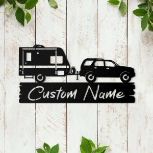 Personalized Camper Trailer Woodland Camping Custom Metal Sign