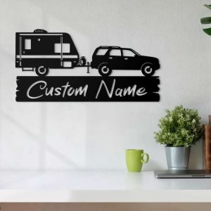 Personalized Camper Trailer Woodland Camping Custom Metal Sign 3