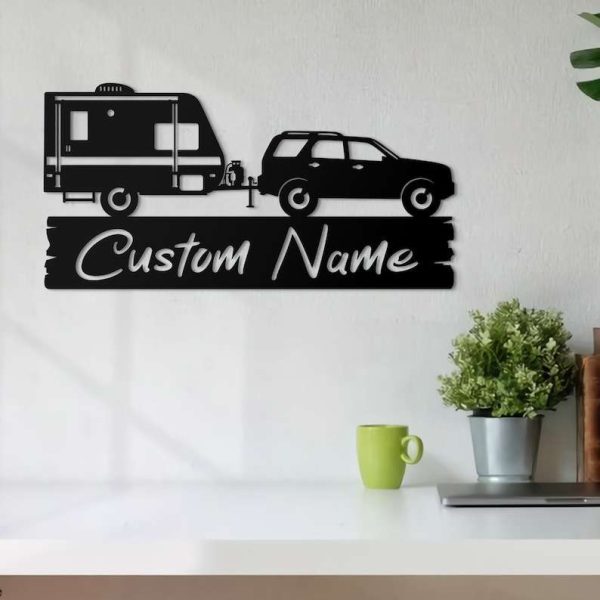 Personalized Camper Trailer Woodland Camping Custom Metal Sign