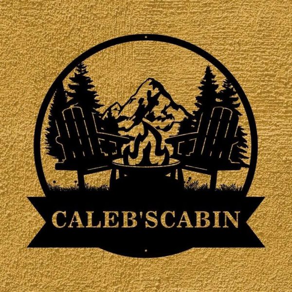 Personalized Campfire Cabin Camping Custom Metal Sign