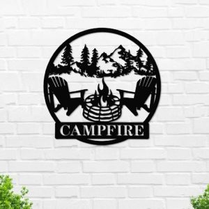 Personalized Campfire Mountain View Custom Metal Sign