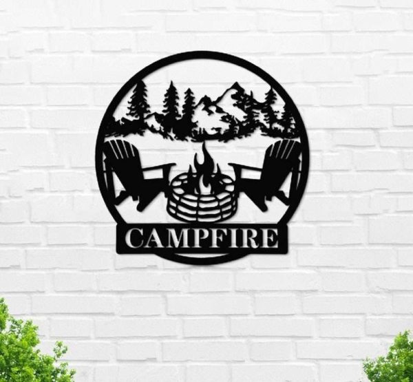 Personalized Campfire Mountain View Custom Metal Sign