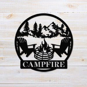 Personalized Campfire Mountain View Custom Metal Sign 2