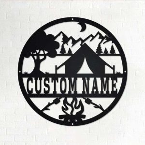 Personalized Campfire and Marshmallow Custom Metal Sign