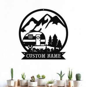 Personalized Camping Car Mountain Scene Custom Metal Sign 1