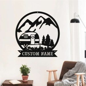 Personalized Camping Car Mountain Scene Custom Metal Sign 2